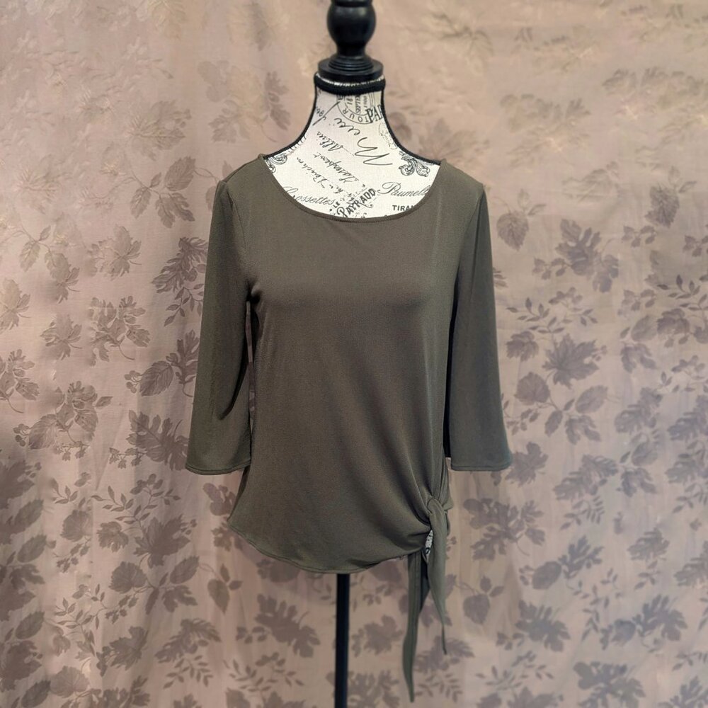Banana Republic Olive Green Side Tie Blouse, Size S, Excellent Used Condition!